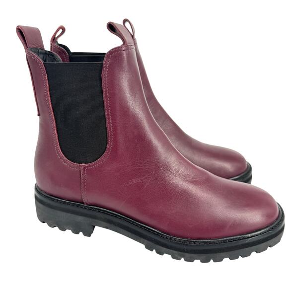 Everlane The Lug Sole Chealsea Boot Burgundy Leather‎ Size 10 - Picture 3 of 13